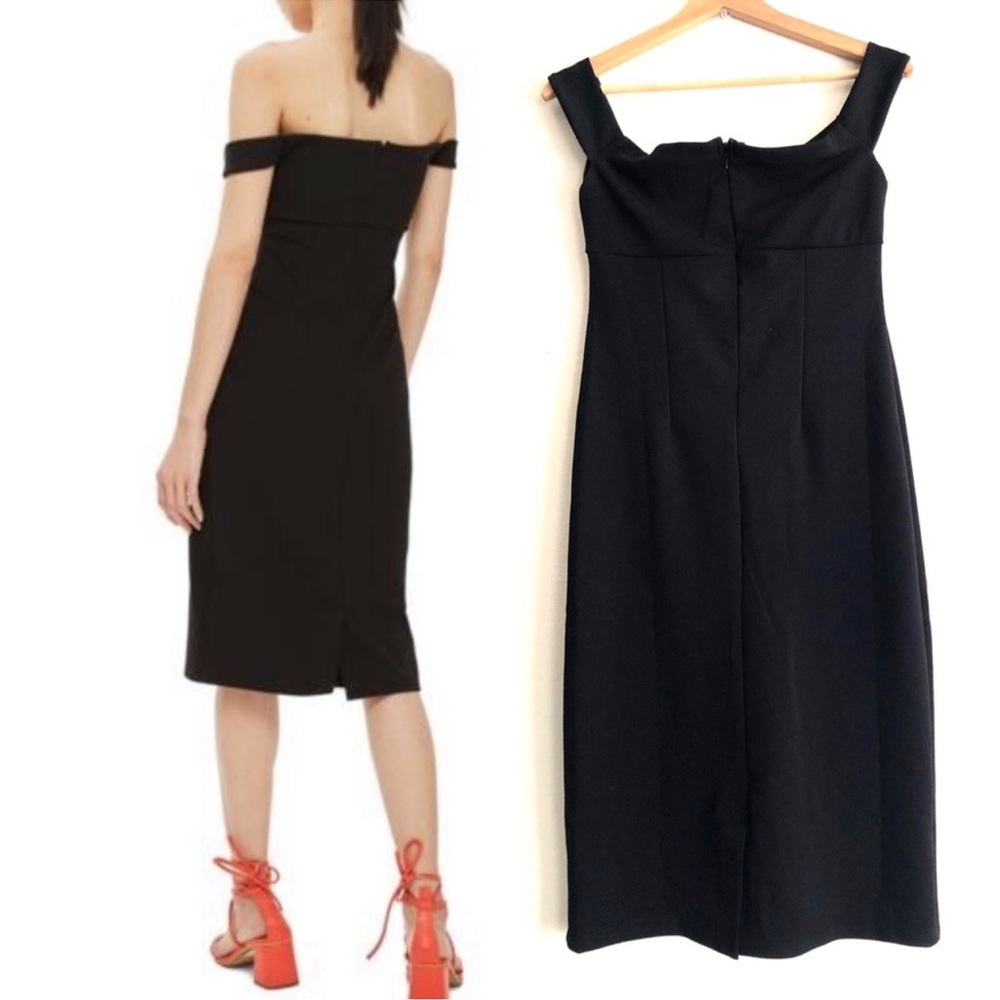 Topshop Twist Front Bardot Dress in Black
Size US 6